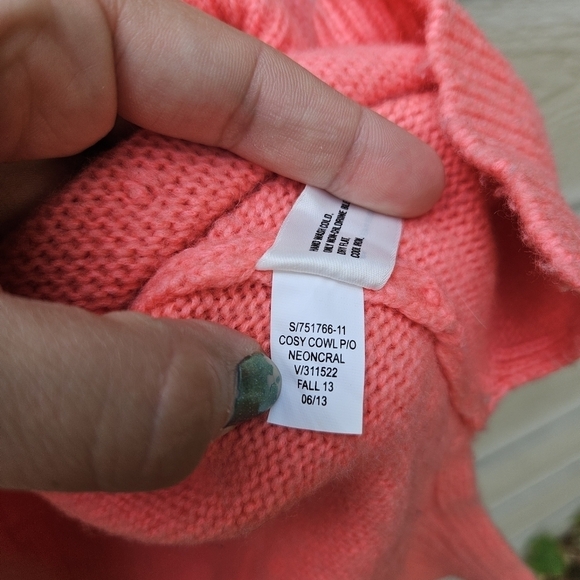 Gap coral pink turtleneck cowl wool blend sweater XL - Picture 6 of 8